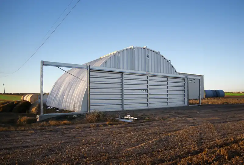 A Q Model Quonset Hut Storage Building on a Farm