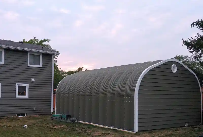 Steel building custom front finish