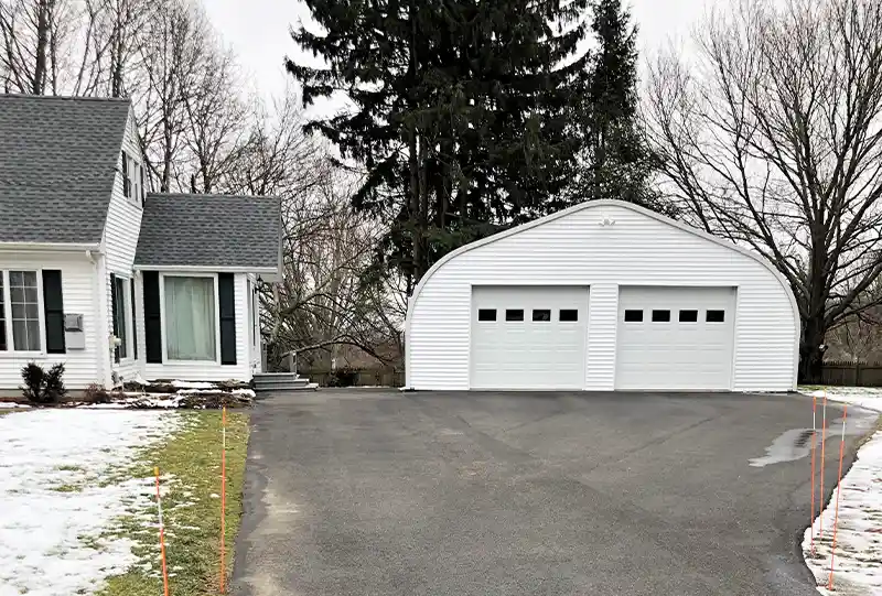 Steel building white front finish