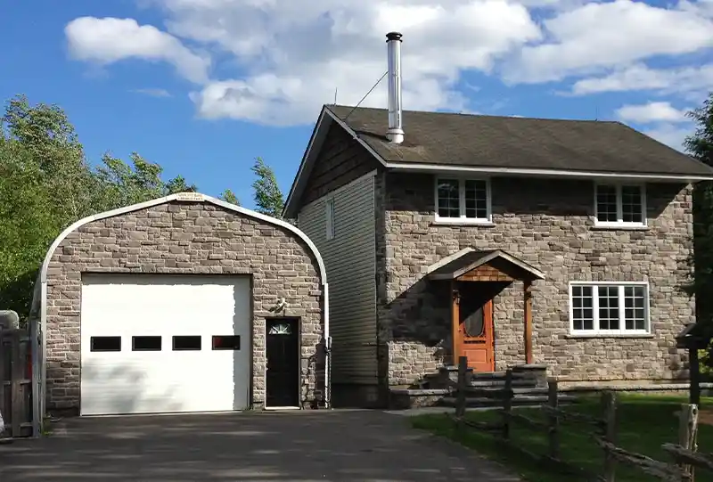 Brick wall steel building front finish